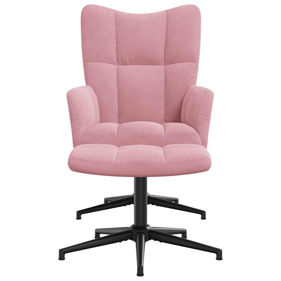 Relaxstoel Met Voetenbank Fluweel Roze Met voetensteun