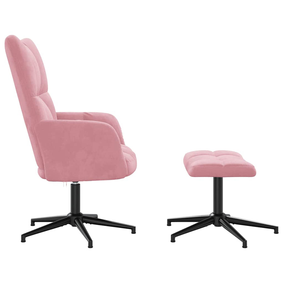 Relaxstoel Met Voetenbank Fluweel Roze Met voetensteun