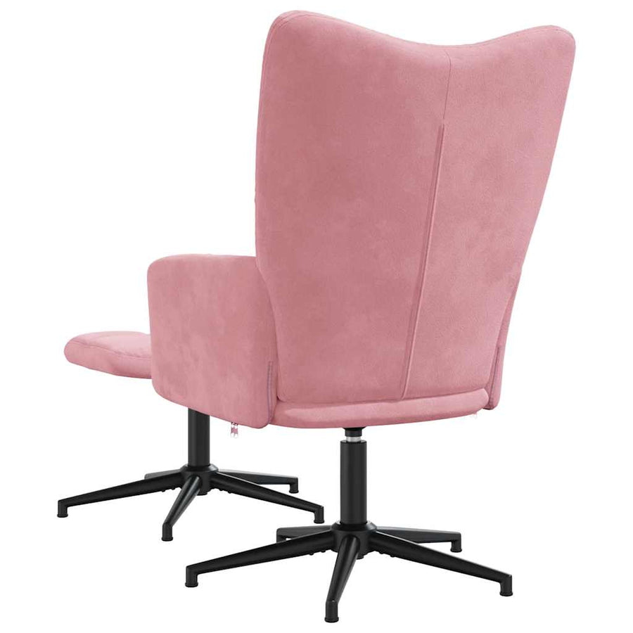 Relaxstoel Met Voetenbank Fluweel Roze Met voetensteun