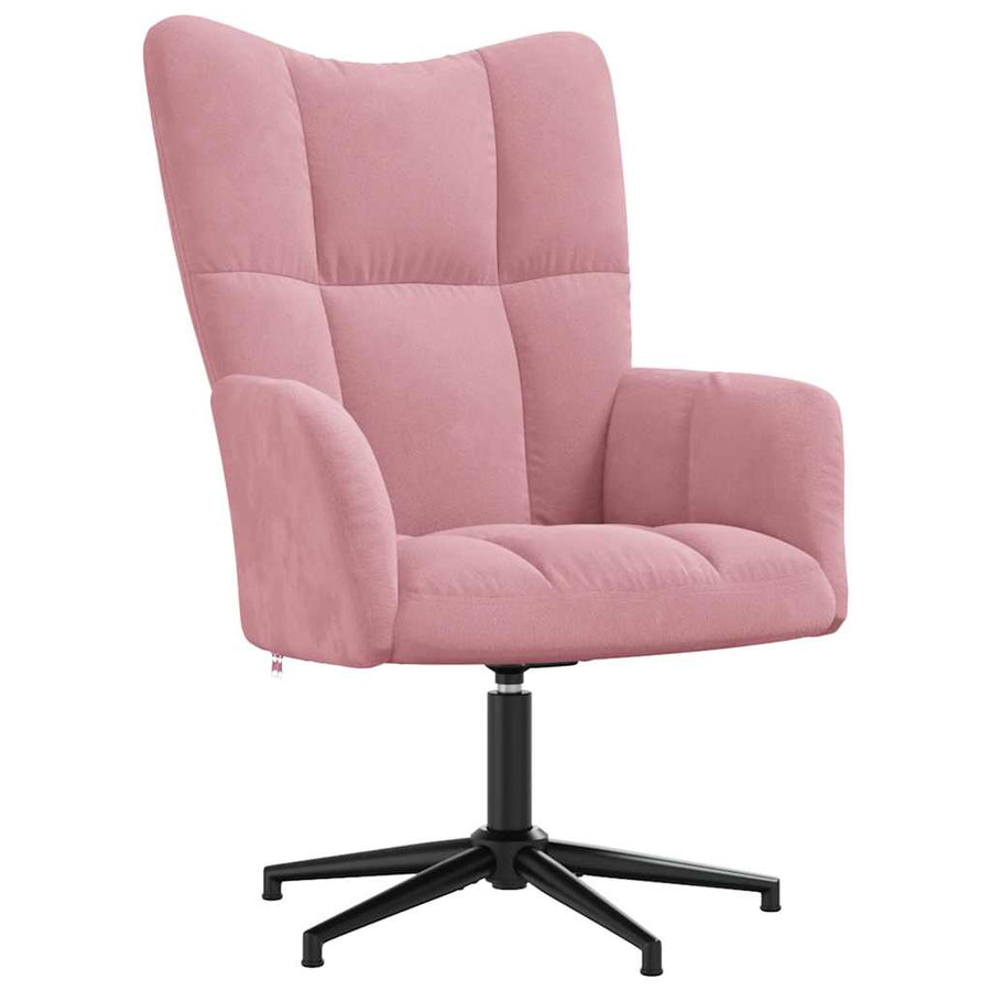 Relaxstoel Met Voetenbank Fluweel Roze Met voetensteun