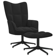 Relaxstoel met voetenbank fluweel zwart 62x68x98 cm