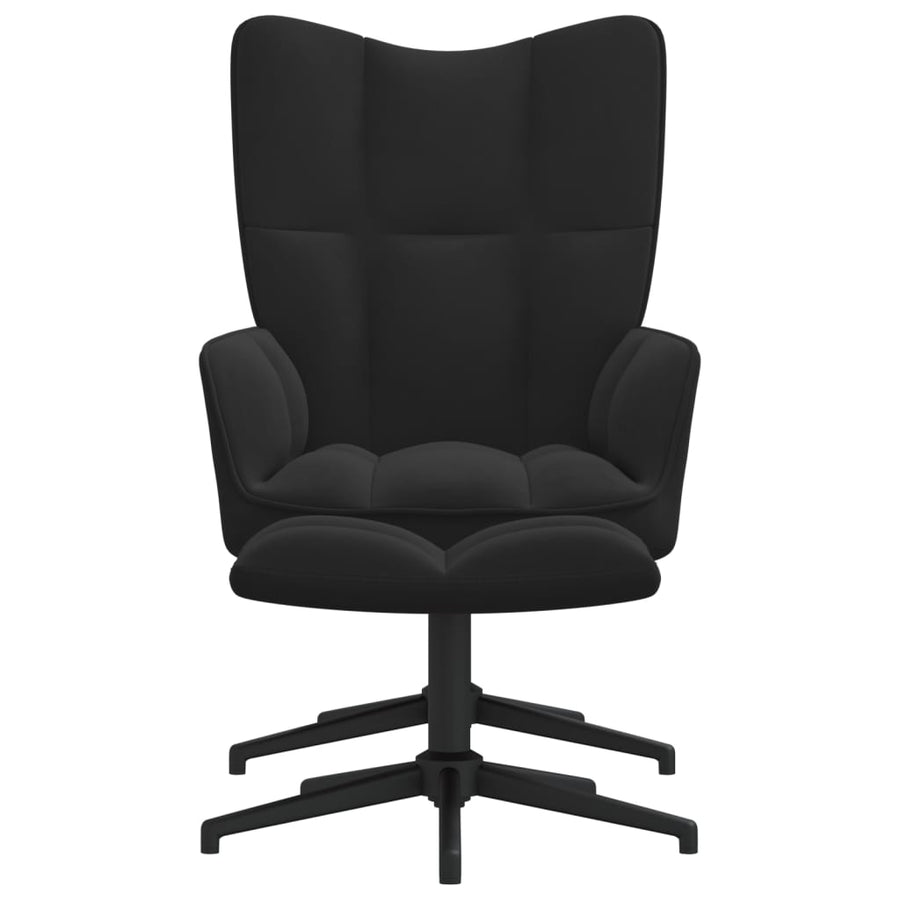 Relaxstoel Met Voetenbank Fluweel Zwart Met voetensteun
