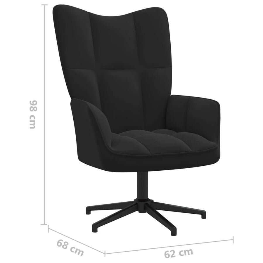 Relaxstoel Met Voetenbank Fluweel Zwart Met voetensteun