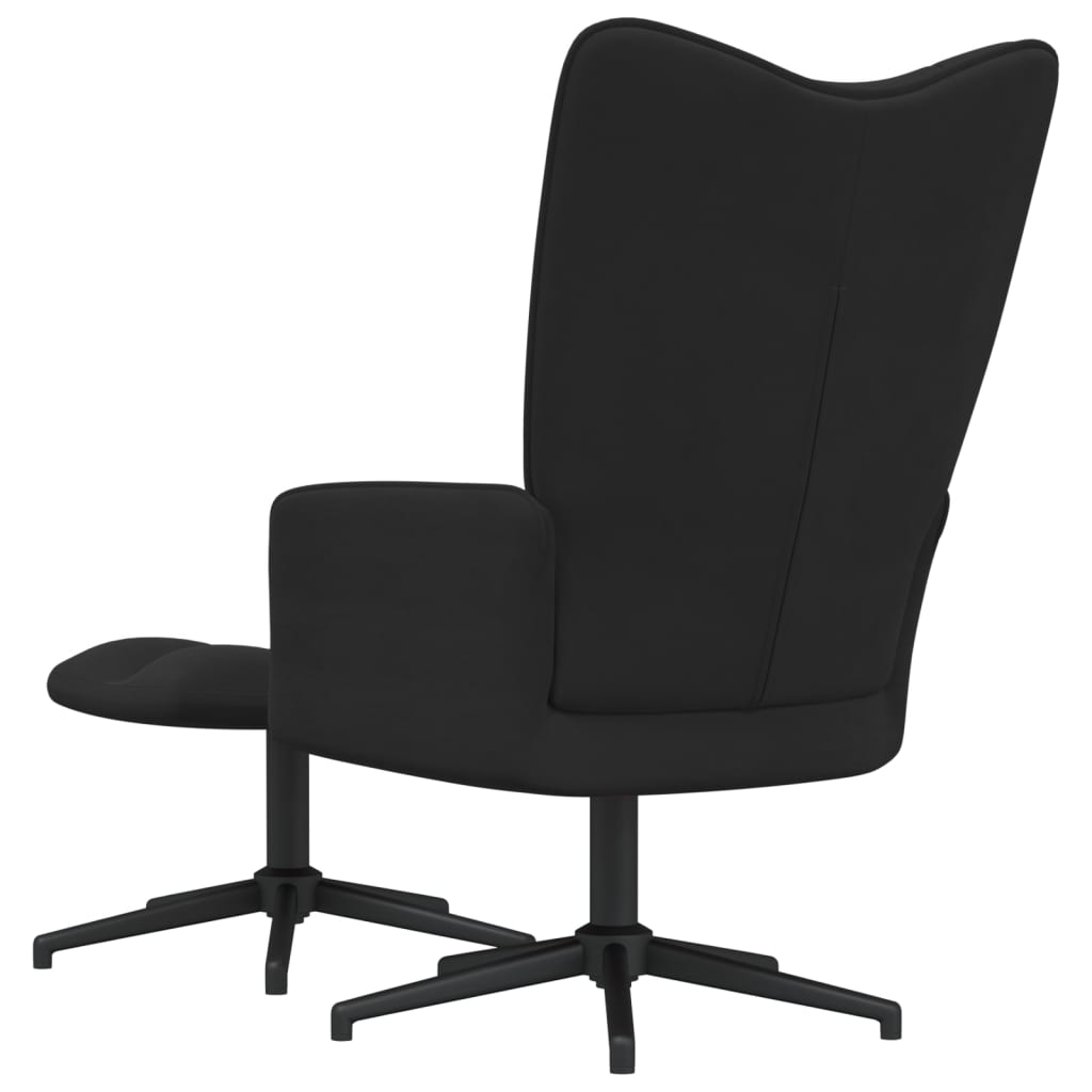 Relaxstoel Met Voetenbank Fluweel Zwart Met voetensteun