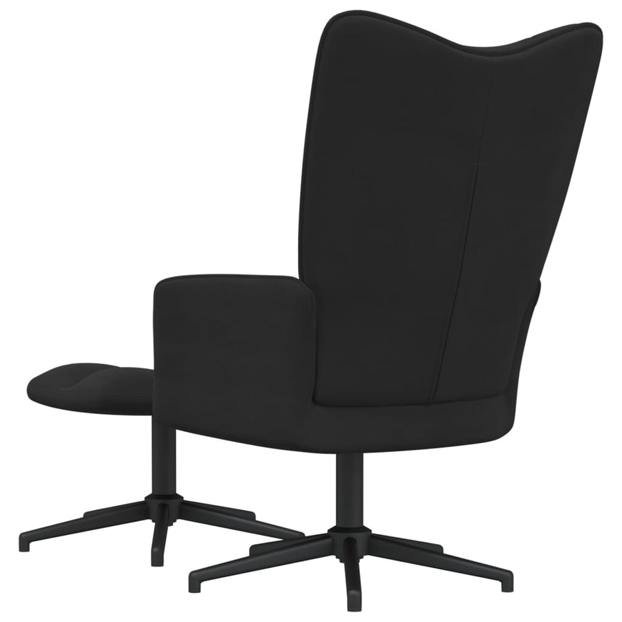 Relaxstoel Met Voetenbank Fluweel Zwart Met voetensteun