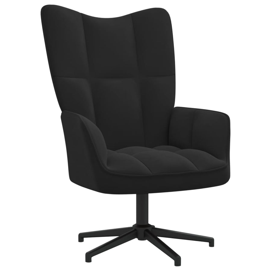 Relaxstoel Met Voetenbank Fluweel Zwart Met voetensteun