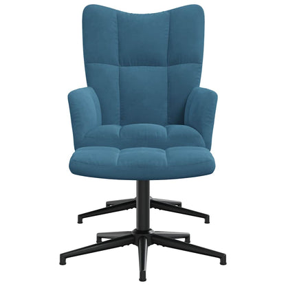 Relaxstoel Met Voetenbank Fluweel Blauw Met voetensteun