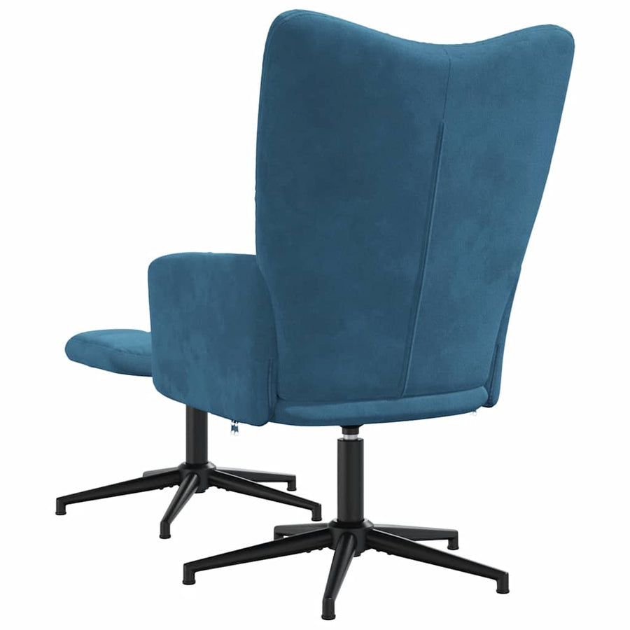 Relaxstoel Met Voetenbank Fluweel Blauw Met voetensteun