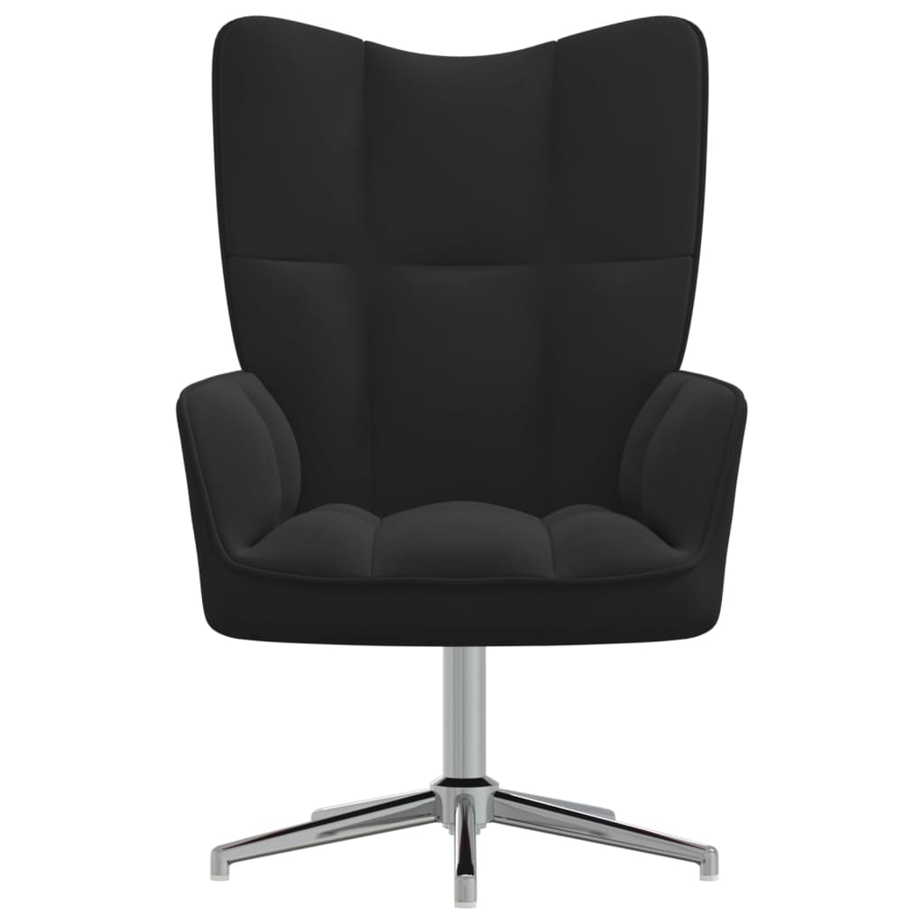 Relaxstoel Fluweel Zwart Zonder voetensteun