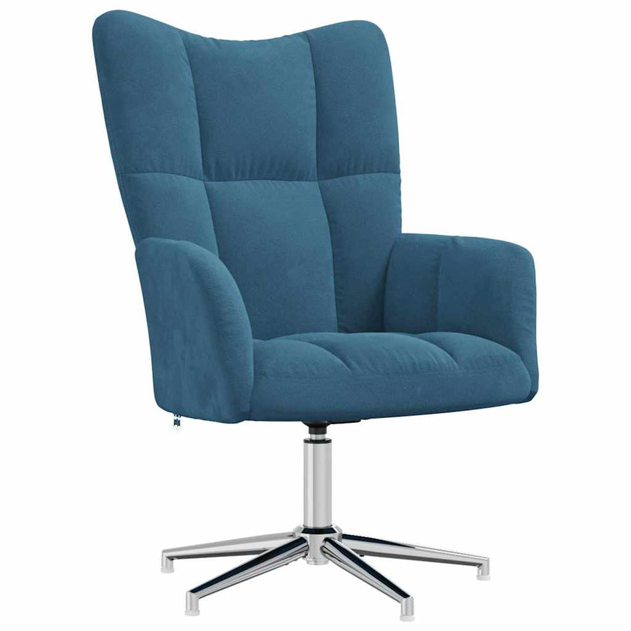 Relaxstoel Fluweel Blauw Zonder voetensteun