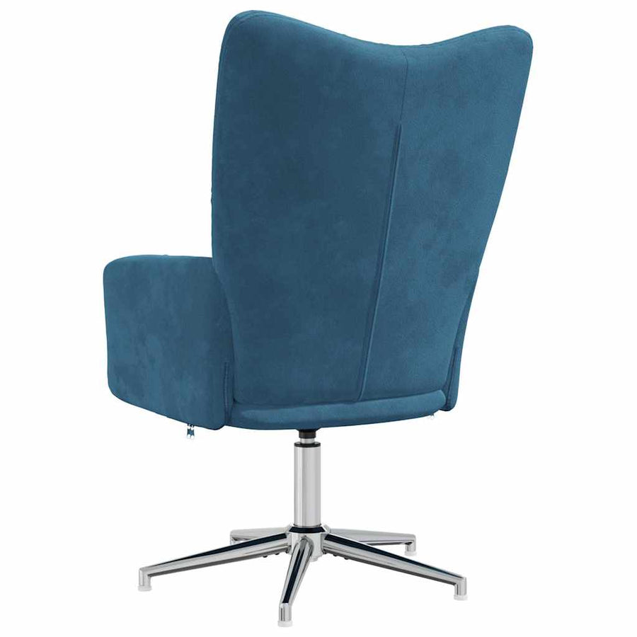 Relaxstoel Fluweel Blauw Zonder voetensteun