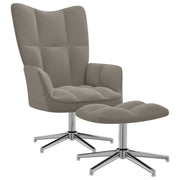 Relaxstoel met voetenbank fluweel lichtgrijs 62x68x98 cm
