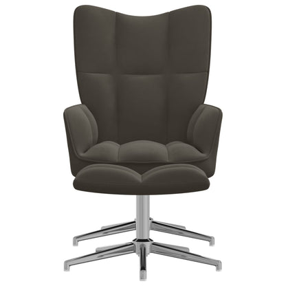 Relaxstoel Met Voetenbank Fluweel Donkergrijs Met voetensteun