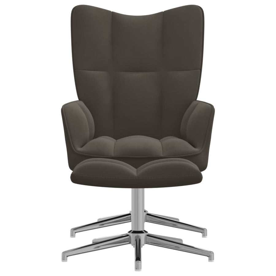 Relaxstoel Met Voetenbank Fluweel Donkergrijs Met voetensteun