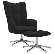 Relaxstoel met voetenbank fluweel zwart