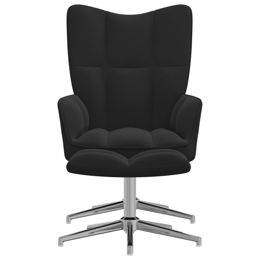 Relaxstoel Met Voetenbank Fluweel Zwart Met voetensteun