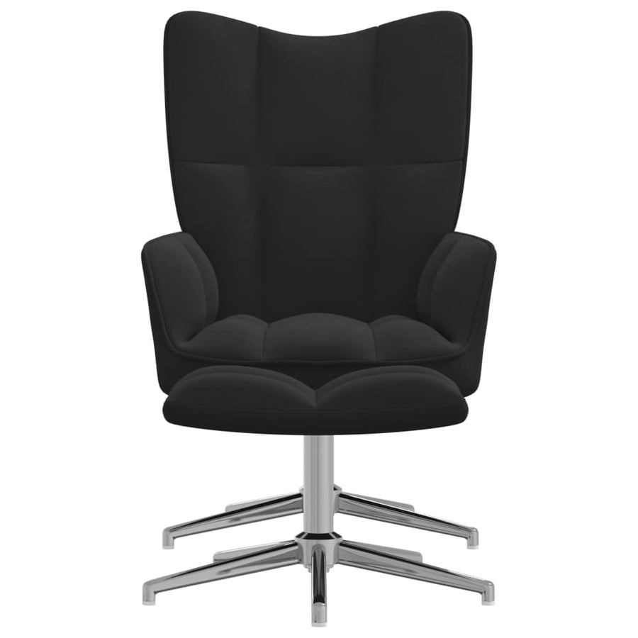 Relaxstoel Met Voetenbank Fluweel Zwart Met voetensteun