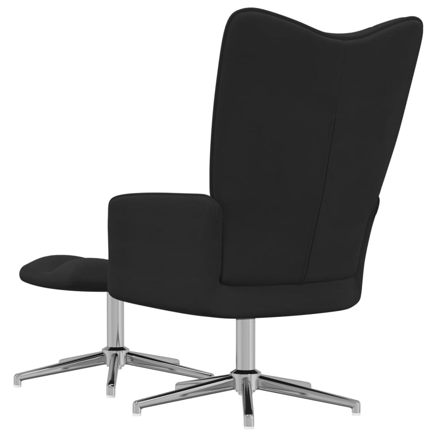 Relaxstoel Met Voetenbank Fluweel Zwart Met voetensteun