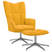 Relaxstoel met voetenbank fluweel mosterdgeel 62x68x98 cm