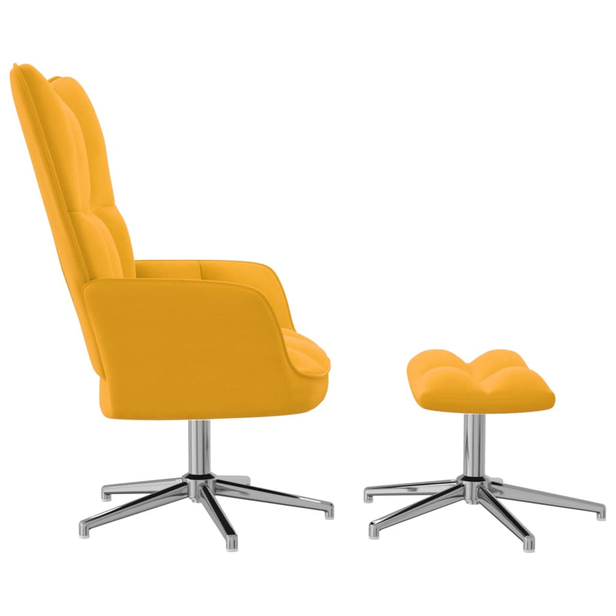 Relaxstoel Met Voetenbank Fluweel Mosterdgeel Met voetensteun