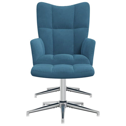 Relaxstoel Met Voetenbank Fluweel Blauw Met voetensteun