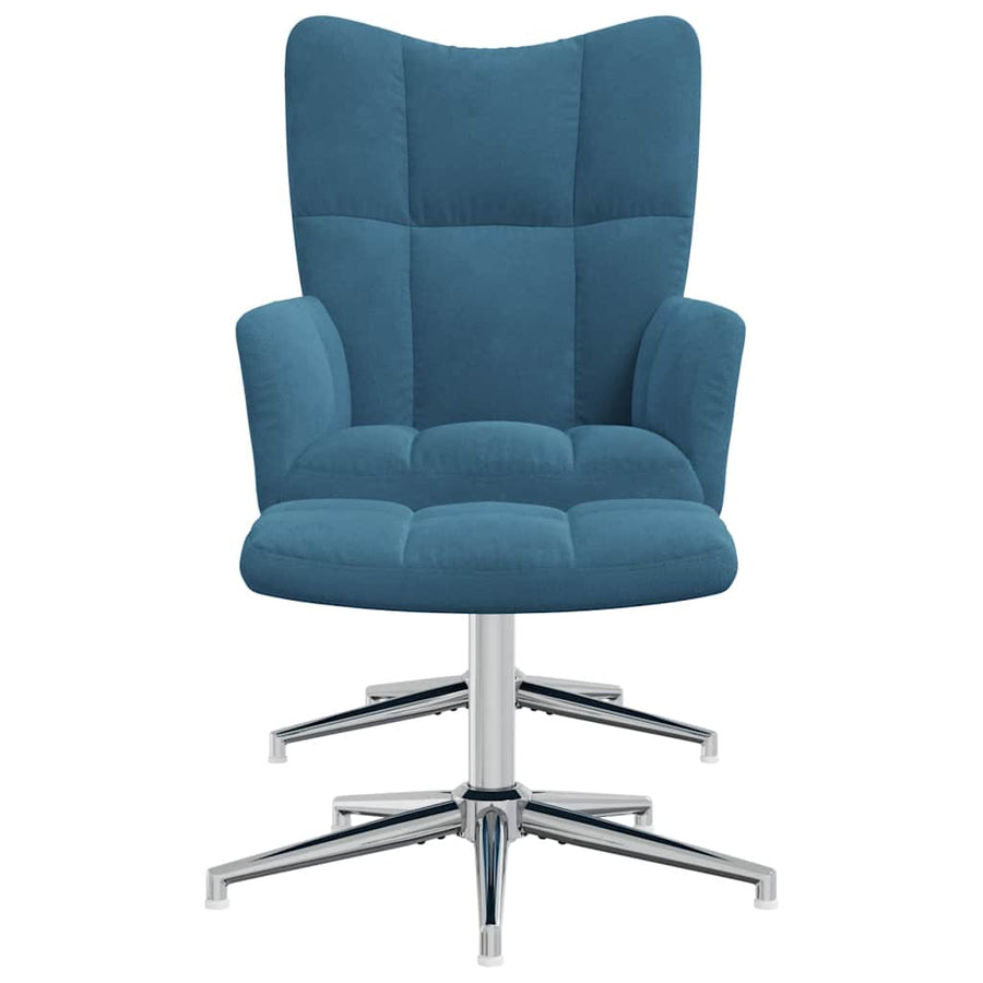 Relaxstoel Met Voetenbank Fluweel Blauw Met voetensteun