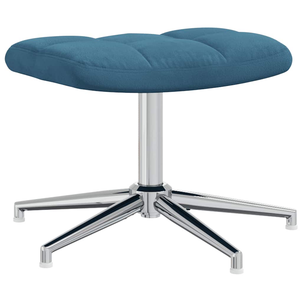 Relaxstoel Met Voetenbank Fluweel Blauw Met voetensteun