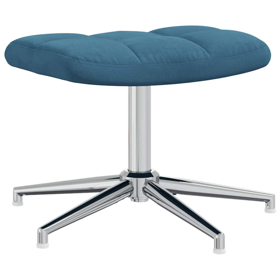 Relaxstoel Met Voetenbank Fluweel Blauw Met voetensteun