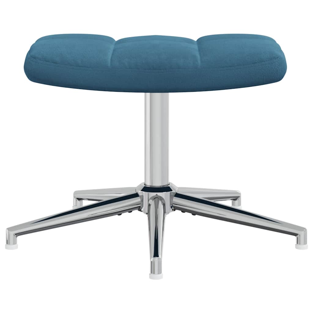 Relaxstoel Met Voetenbank Fluweel Blauw Met voetensteun