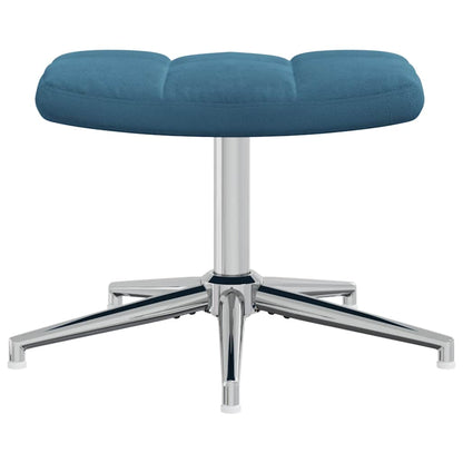 Relaxstoel Met Voetenbank Fluweel Blauw Met voetensteun