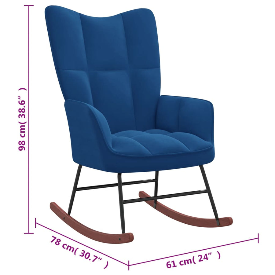 Schommelstoel fluweel blauw Blauw Zonder voetensteun