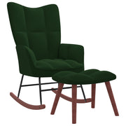 Schommelstoel met voetenbank fluweel donkergroen 61x78x98 cm
