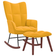 Schommelstoel met voetenbank fluweel mosterdgeel 61x78x98 cm