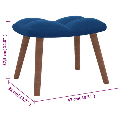 Schommelstoel Met Voetenbank Fluweel Blauw Met voetensteun