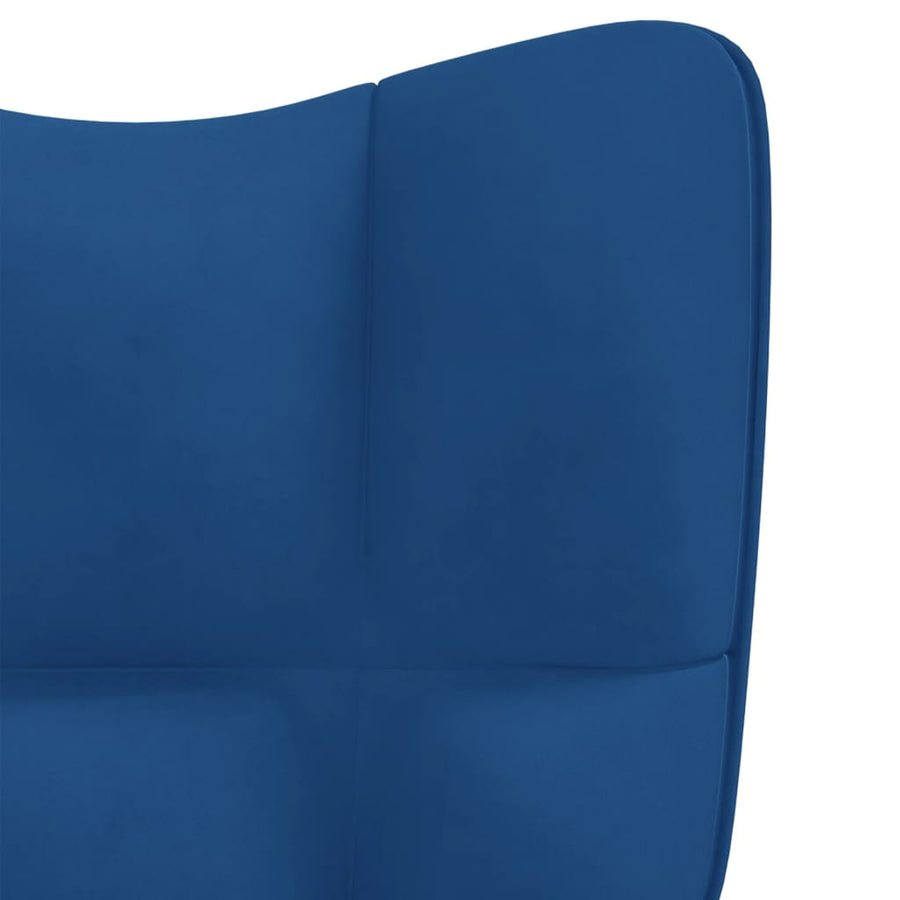 Schommelstoel Met Voetenbank Fluweel Blauw Met voetensteun