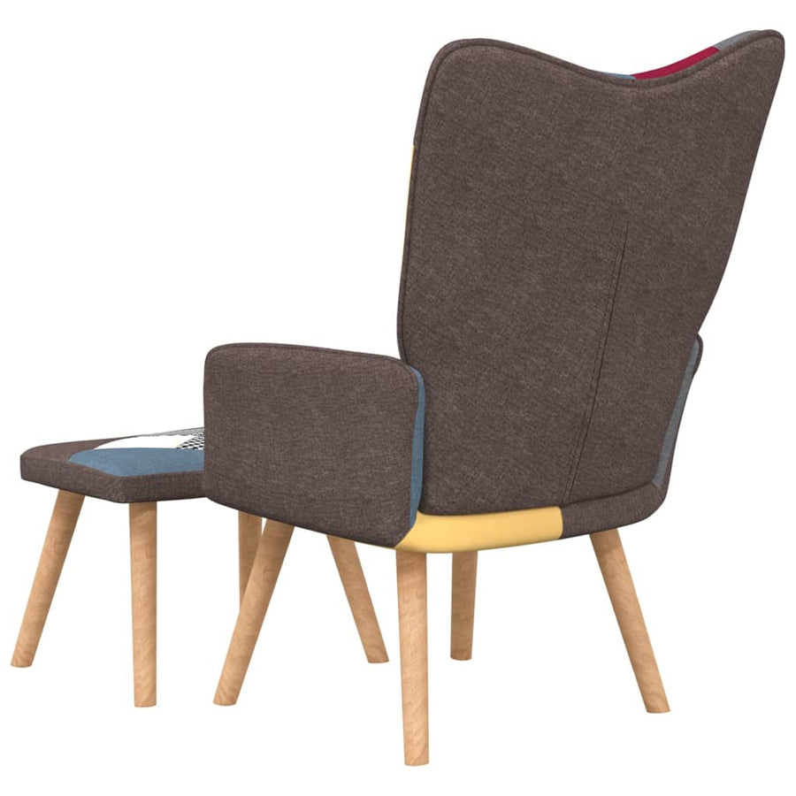 Relaxstoel Met Voetenbank Patchwork Stof Grijs Met voetensteun