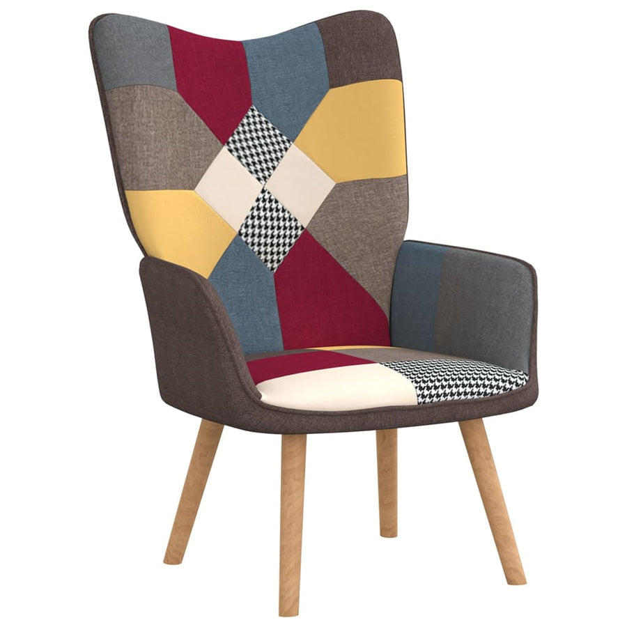 Relaxstoel Met Voetenbank Patchwork Stof Grijs Met voetensteun