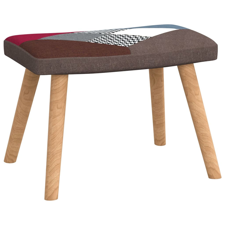 Relaxstoel Met Voetenbank Patchwork Stof Grijs Met voetensteun