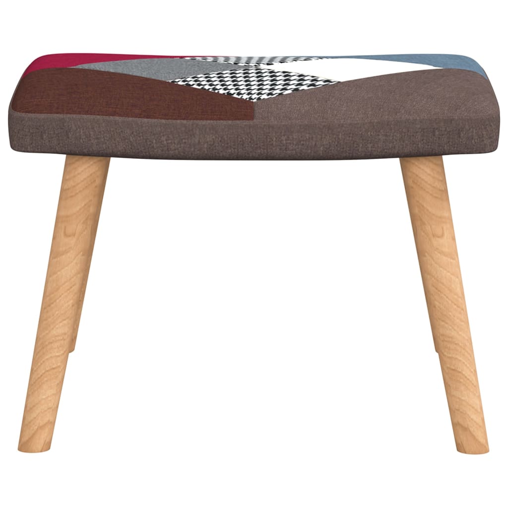 Relaxstoel Met Voetenbank Patchwork Stof Grijs Met voetensteun
