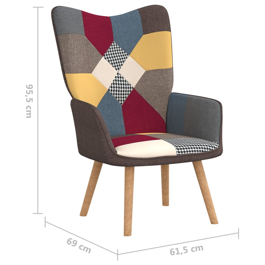 Relaxstoel Met Voetenbank Patchwork Stof Grijs Met voetensteun