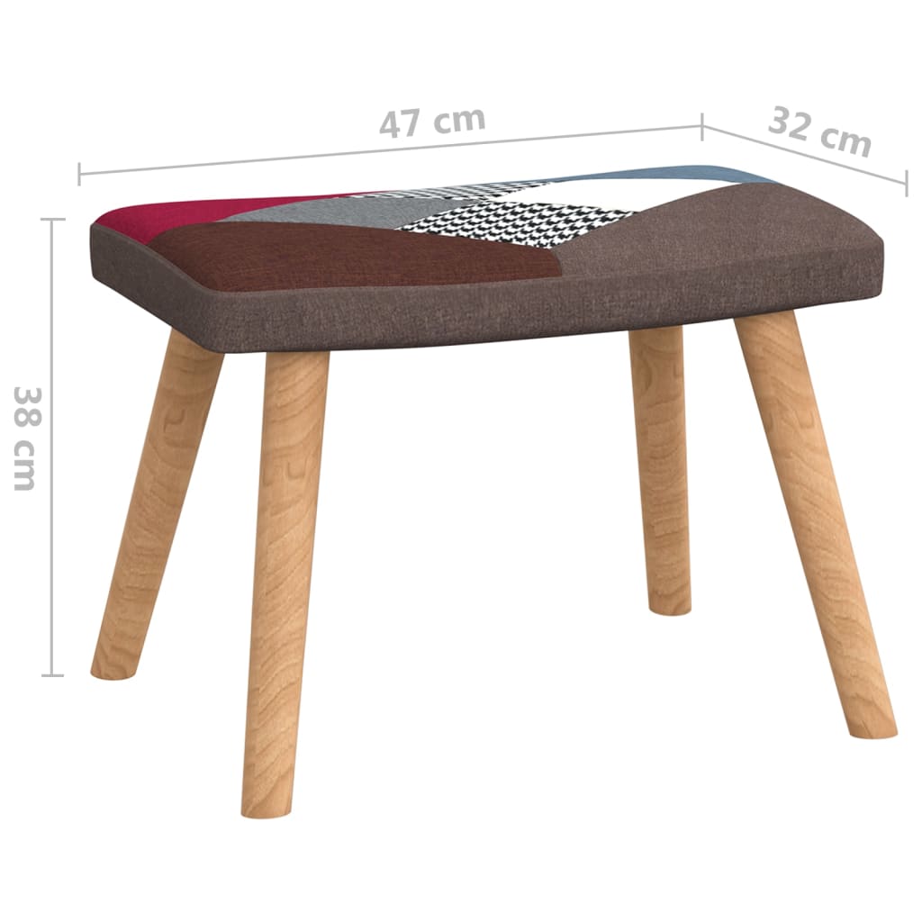 Relaxstoel Met Voetenbank Patchwork Stof Grijs Met voetensteun