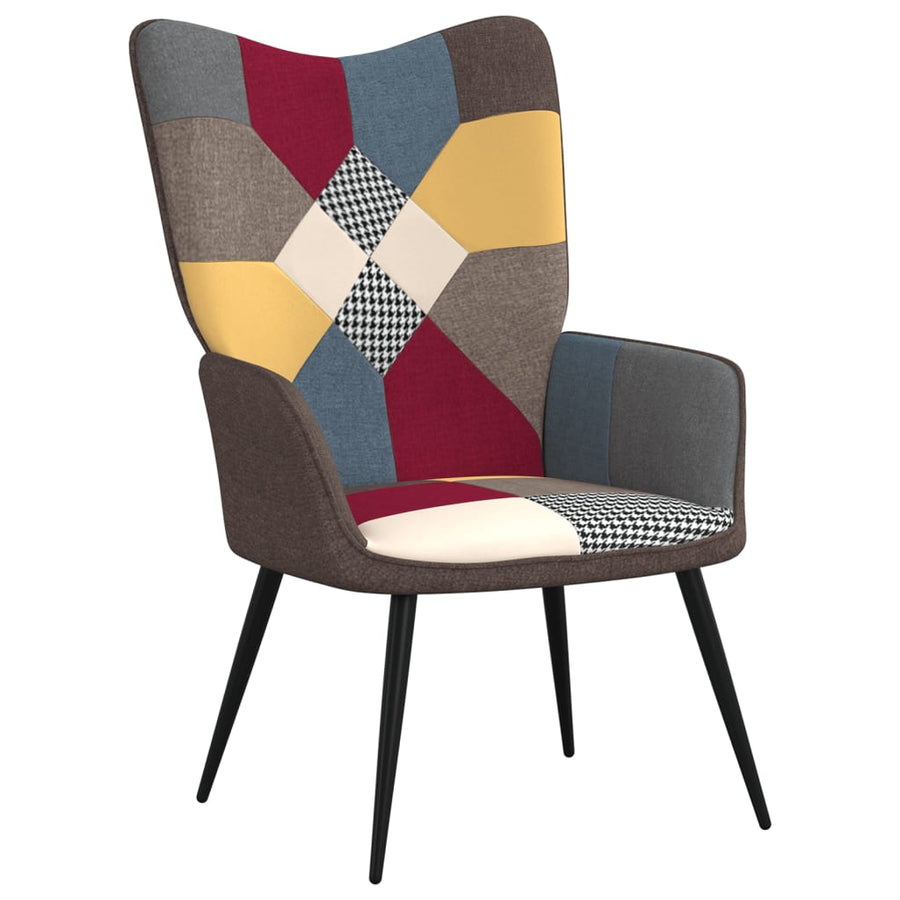 Relaxstoel Patchwork Stof Grijs Zonder voetensteun