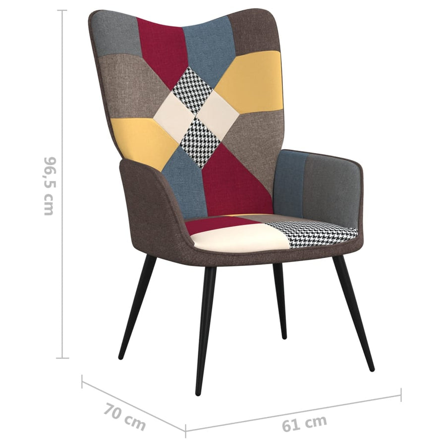 Relaxstoel Patchwork Stof Grijs Zonder voetensteun