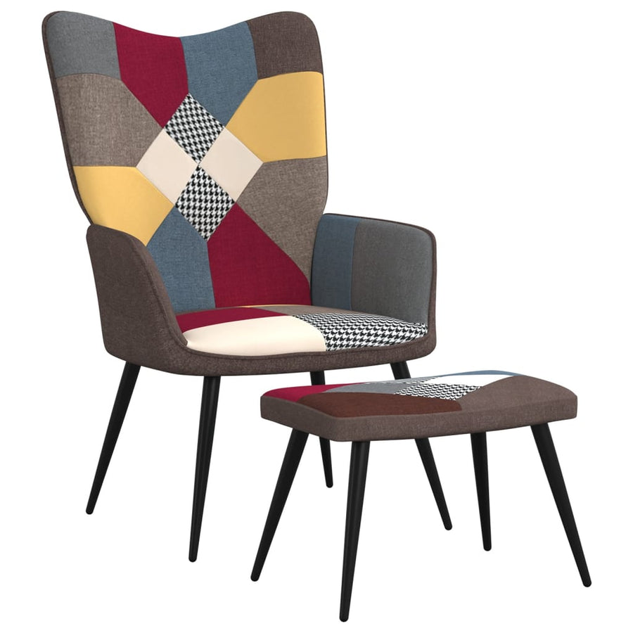 Relaxstoel Met Voetenbank Patchwork Stof Met voetensteun