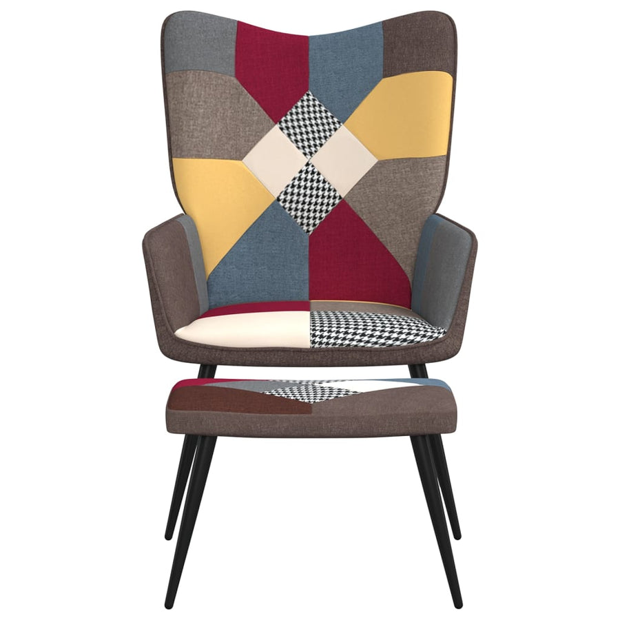 Relaxstoel Met Voetenbank Patchwork Stof Met voetensteun