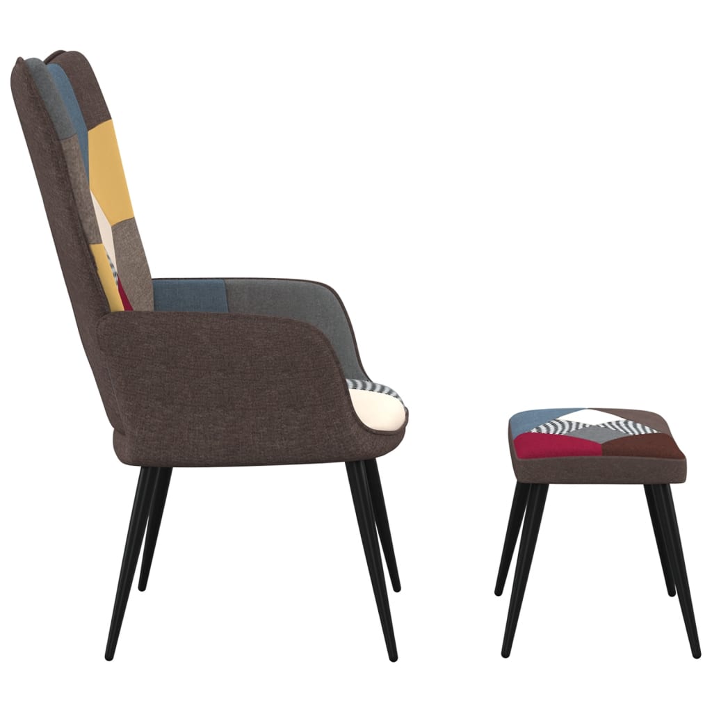 Relaxstoel Met Voetenbank Patchwork Stof Met voetensteun