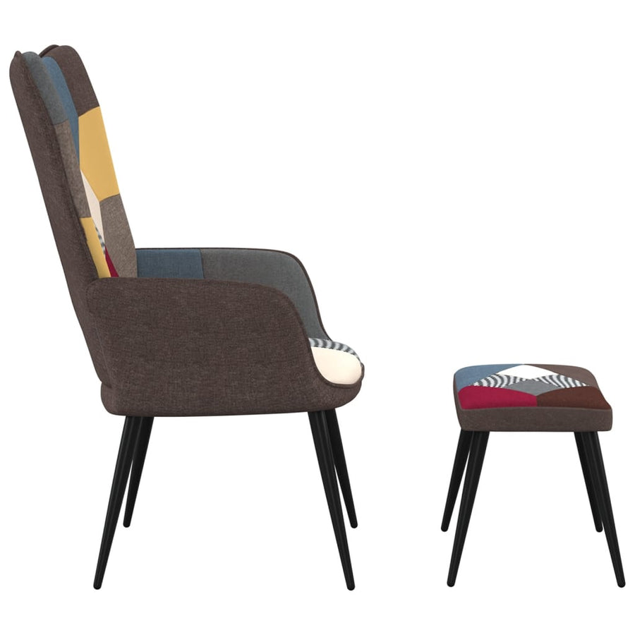 Relaxstoel Met Voetenbank Patchwork Stof Met voetensteun