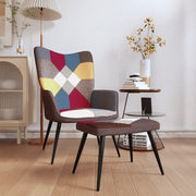 Relax armchair with footstool patchwork fabric