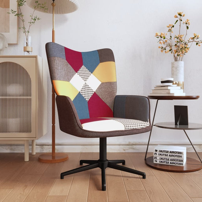 Relaxstoel Patchwork Stof Grijs en zwart Zonder voetensteun