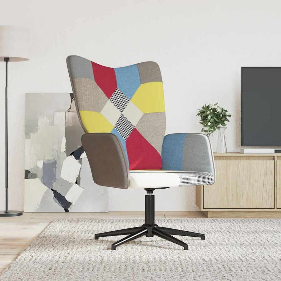 Relaxstoel Patchwork Stof 1 Grijs en zwart